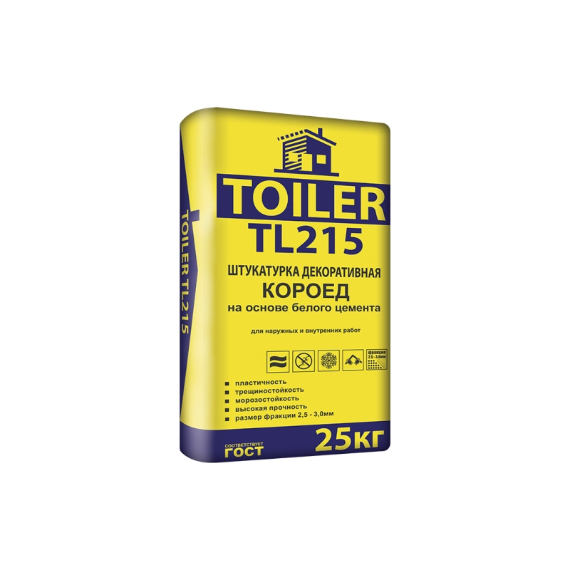 Toiler TL215, Штукатурка декорат. короед (белый), 25кг
