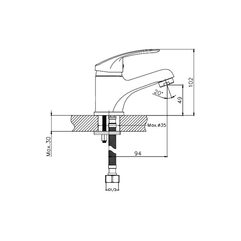 CN1039 Смеситель CRON д/раковины однорыч. хром
