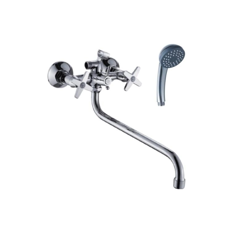 Смеситель Эверест ванна унив. с круг.излив. и пер. для душа В22-069