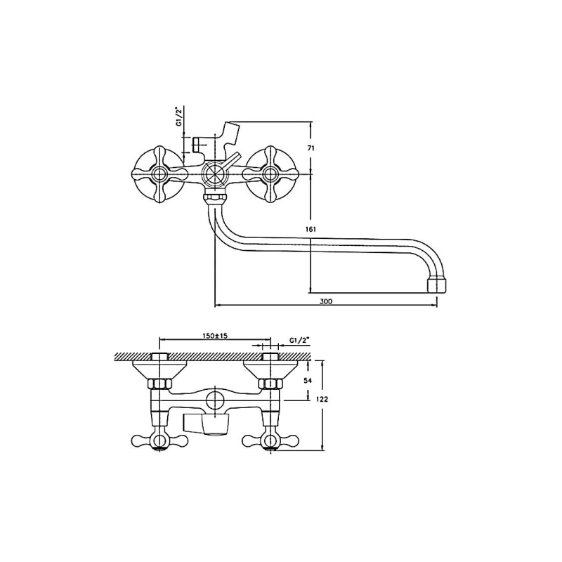 HB2208 Смеситель HAIBA д/ванны с шар.перекл, хром