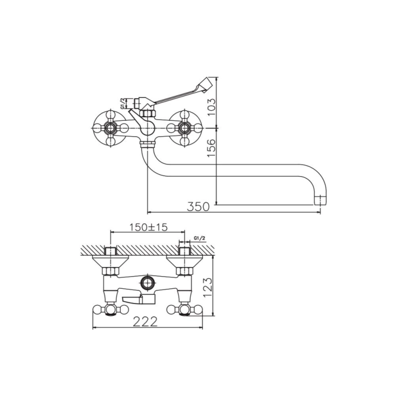 HB2619-4 Смеситель HAIBA д/ванны под бронзу