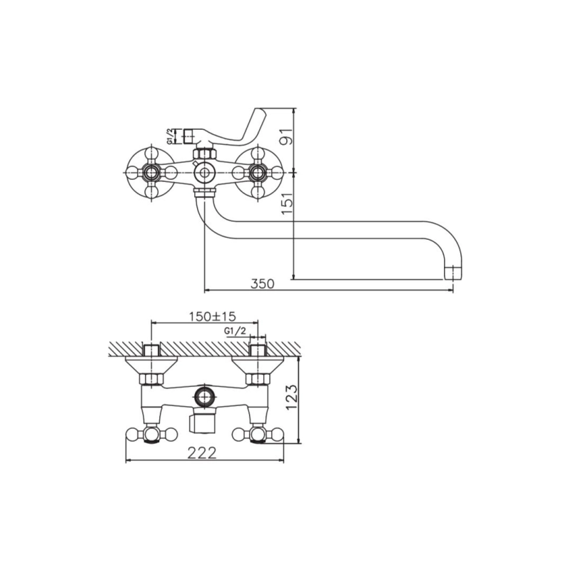 HB2619-5 Смеситель HAIBA д/ванны длин.излив цвет-сатин