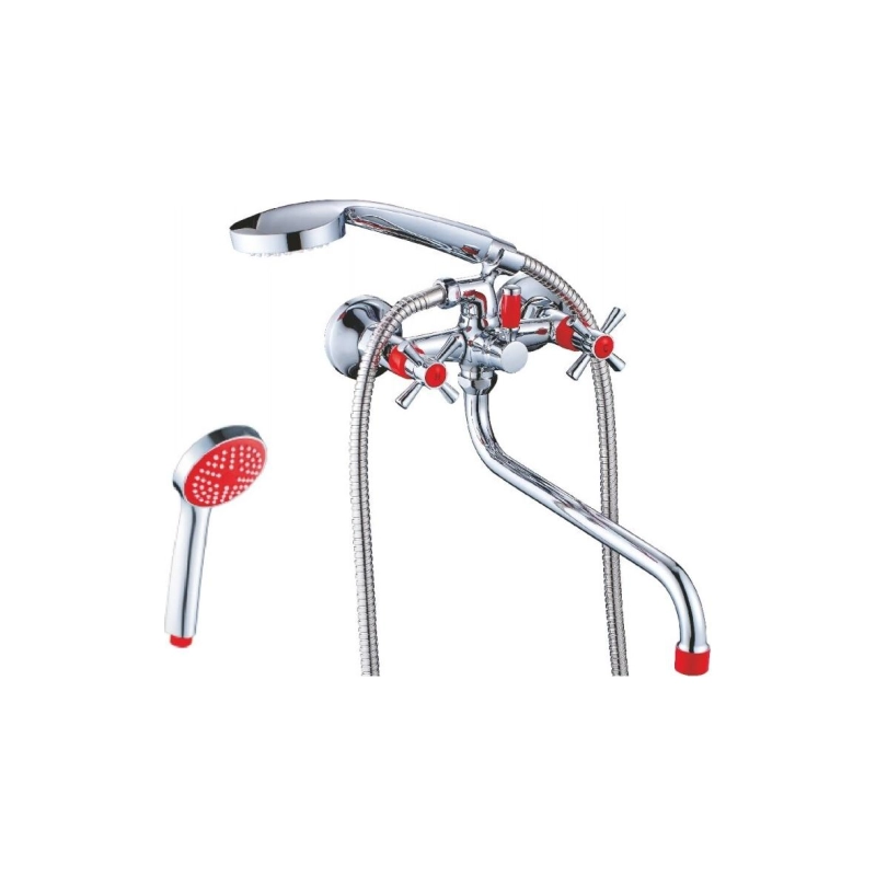 CN22142-6 Смеситель CRON д/ванны перекл.в корпусе красный/хром