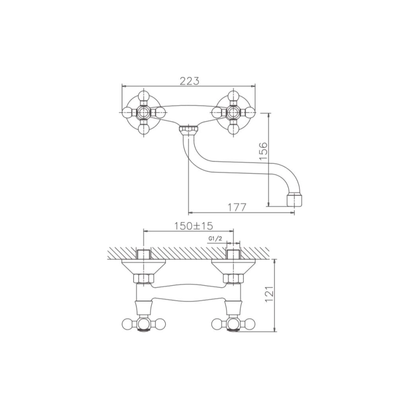 НВ4319 Смеситель HAIBA д/кухни настенный хром