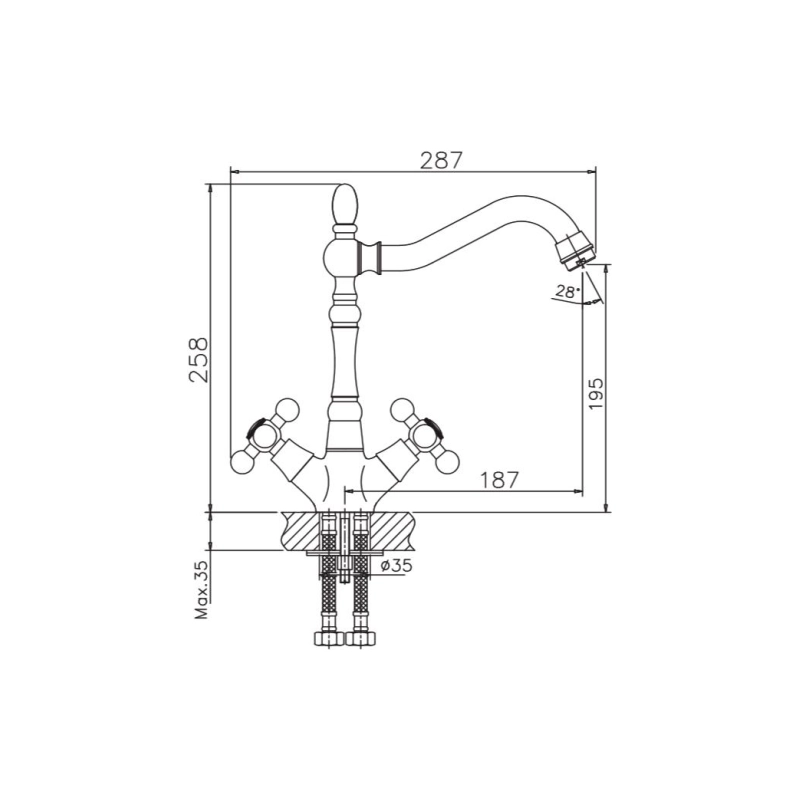 НВ4419-4 Смеситель HAIBA д/кухни под бронзу