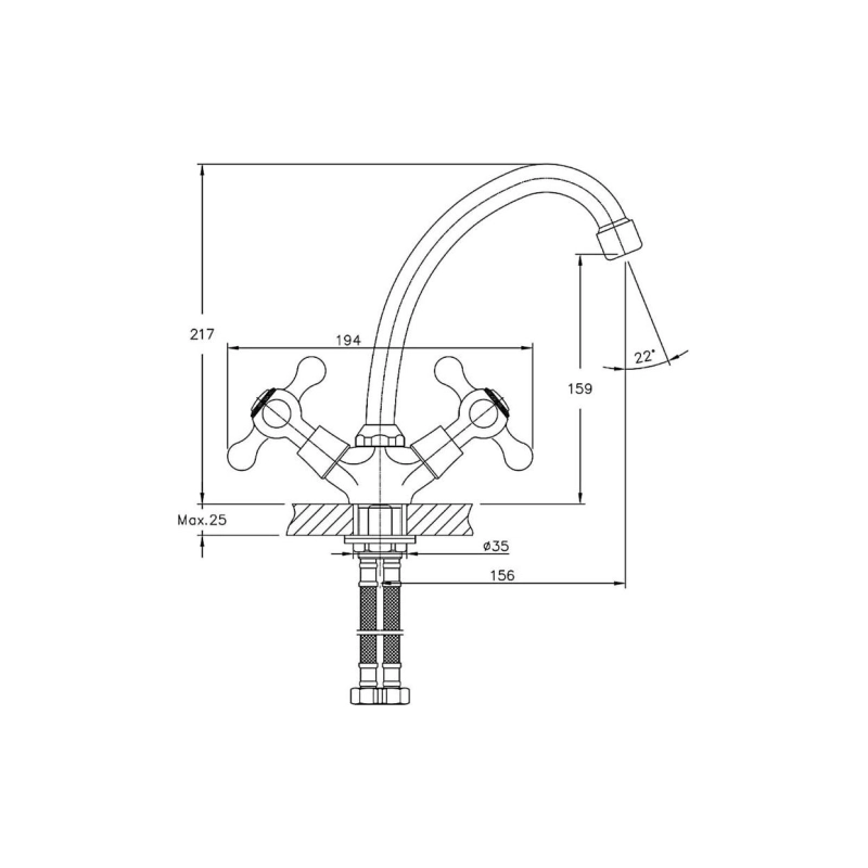 НВ4927 Смеситель HAIBA д/кухни с гайкой