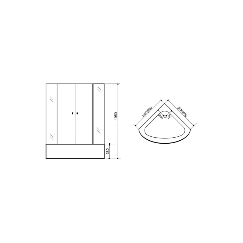Душ.кабина CORSO 80/80/195 D103 В/П