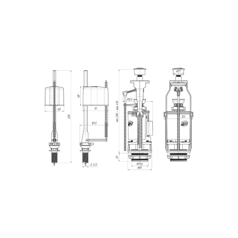 АНИ ПЛАСТ WC3550 Набор с ниж.подв.1 1/2 пласт, двойн.кнопка эконом.белая