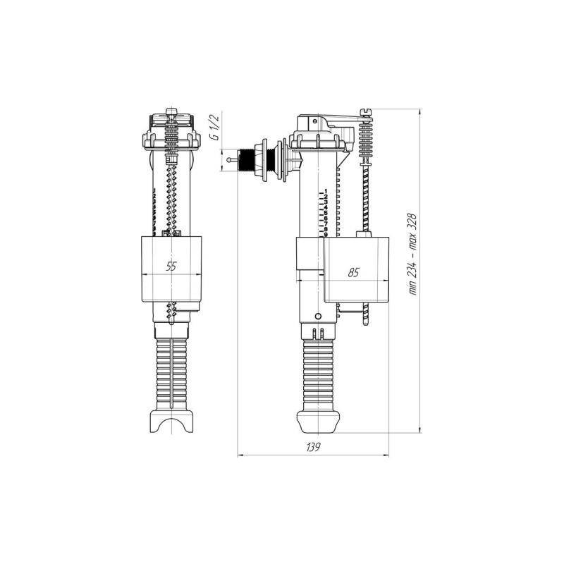 АНИ ПЛАСТ WC5020 Арматура боковая 1/2 латунь