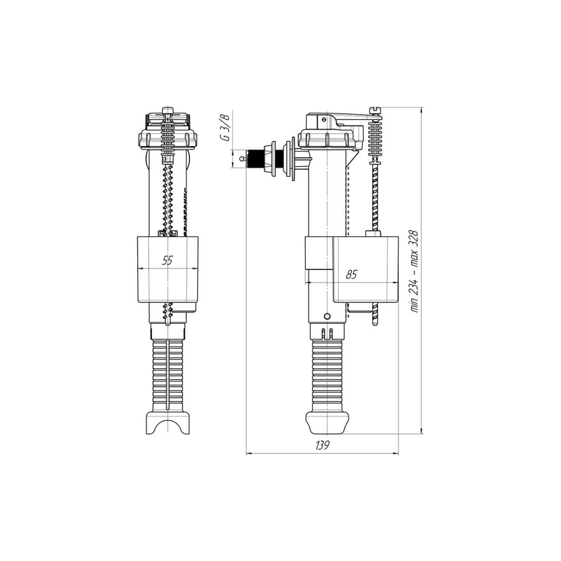 АНИ ПЛАСТ WC5030 Арматура боковая 3/8 пластик