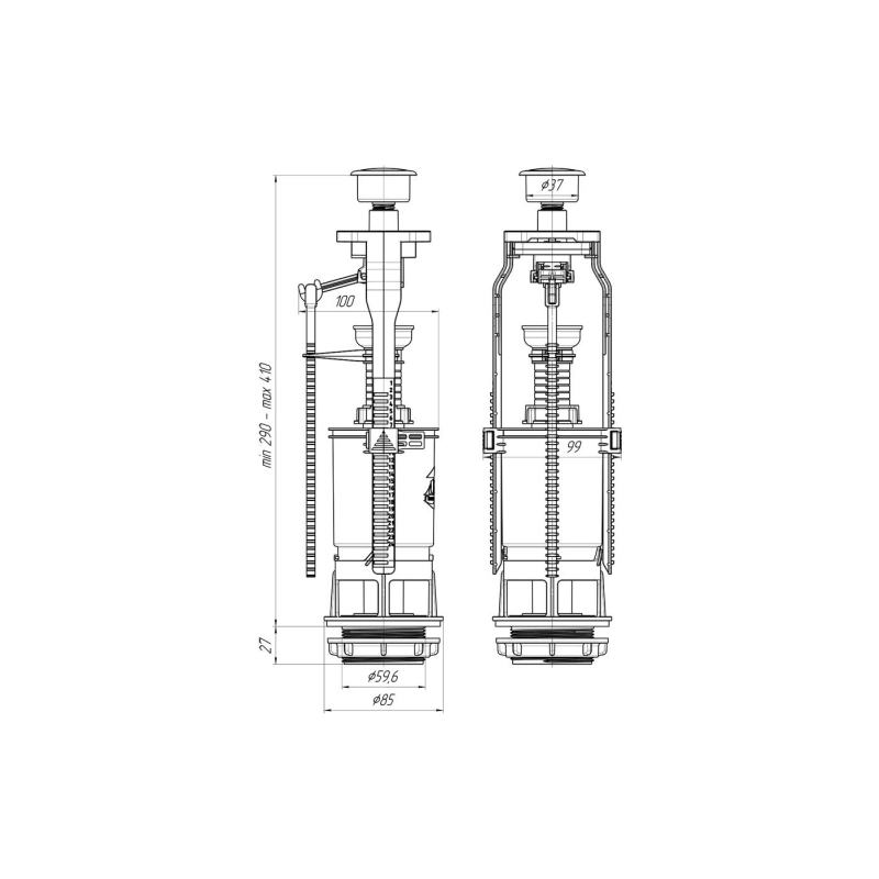 АНИ ПЛАСТ WC7030М Арматура спускная кнопка метал.эконом