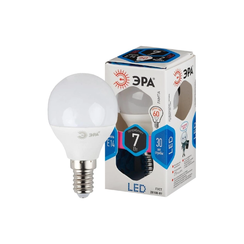 Лампа ЭРА LED-шар B45-7W-840-E14