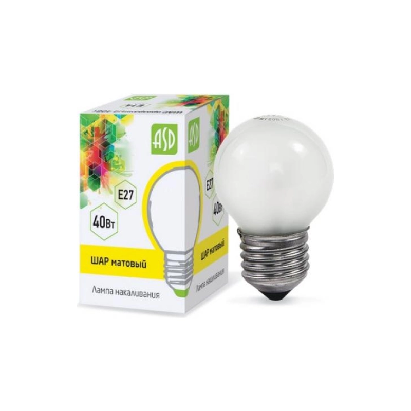 Лампа накаливания ШАР 40 Вт, Е27, МТ ASD