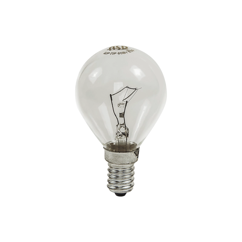 Лампа накаливания ШАР 60 Вт, Е14, ПР ASD