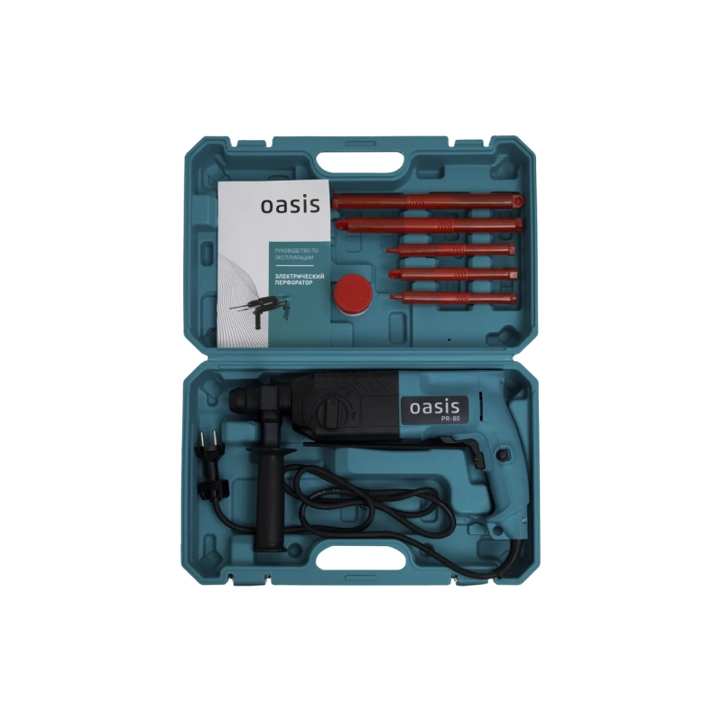 Электрический перфоратор PR-80, 800 Вт, 0-4800 об/мин, 5100 уд/мин, SDS-Plus, 2,5Дж