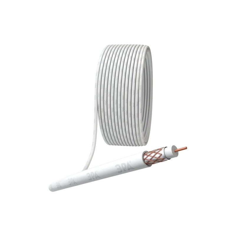 Кабель коаксиальный ЭРА RG-6U 75 Ом PVC белый (100м)