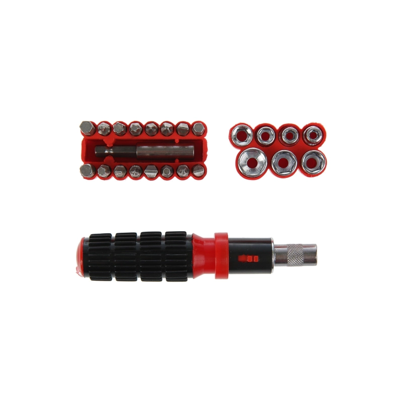 СЛ Отвертка с набором бит и головок ЛОМ, 25 пр. пластик. рукоят. (2276012)