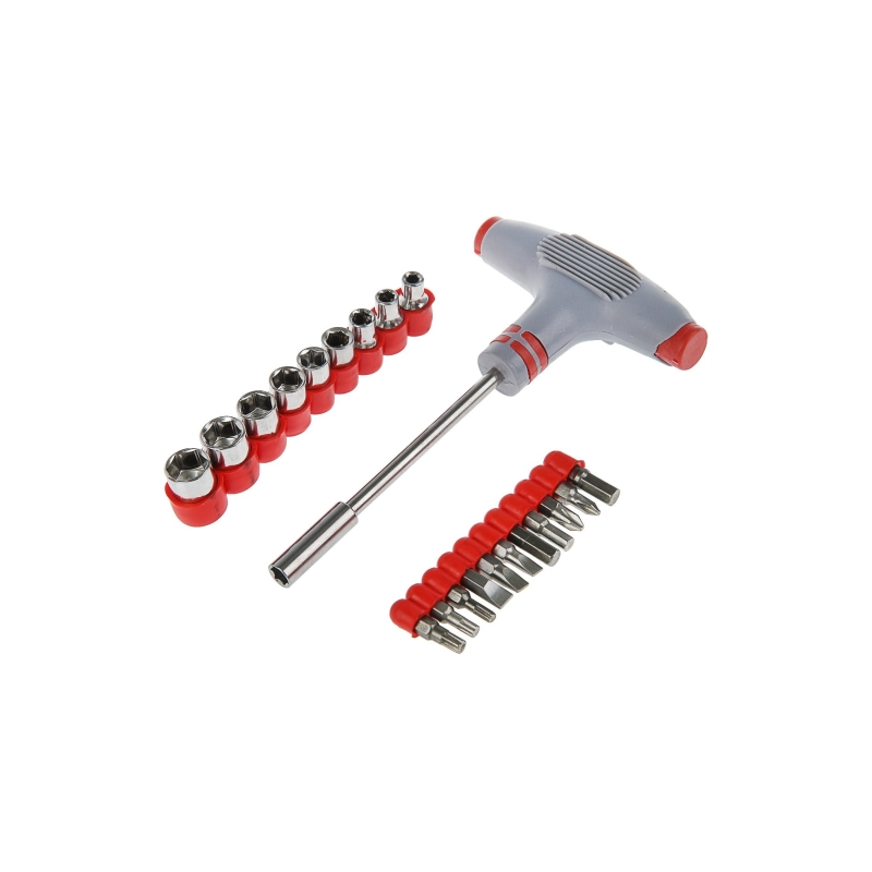 СЛ Отвертка с набором бит и головок ТУНДРА, 21 пр. Т-образ. проф. держ. (881842)