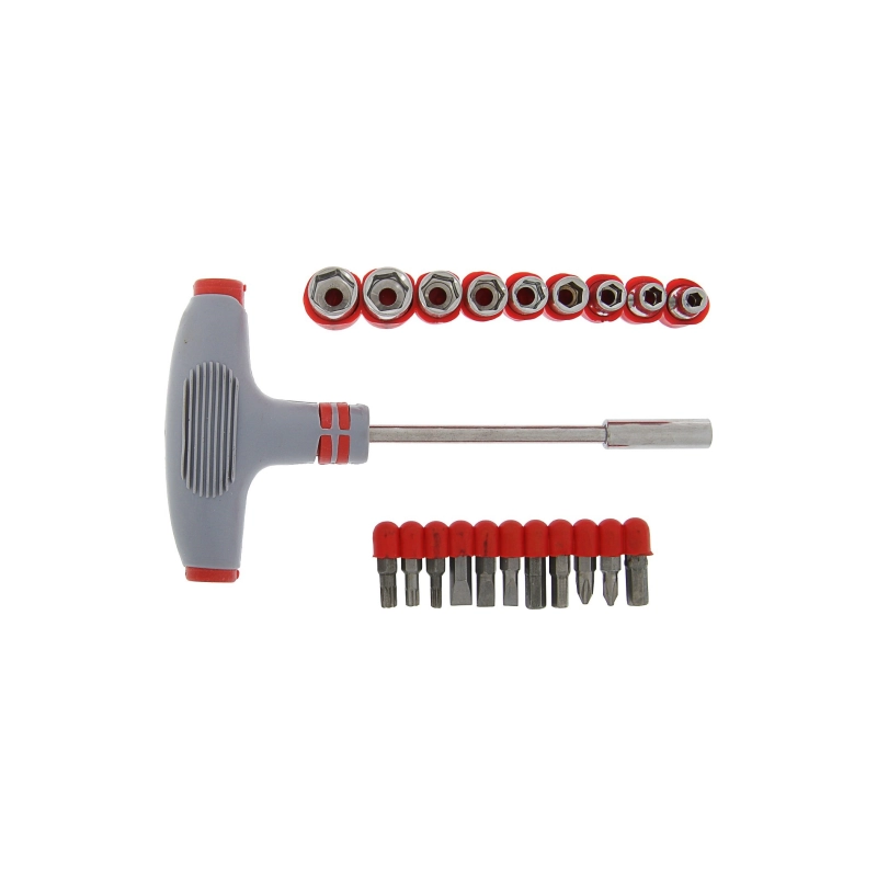 СЛ Отвертка с набором бит и головок ТУНДРА, 21 пр. Т-образ. проф. держ. (881842)