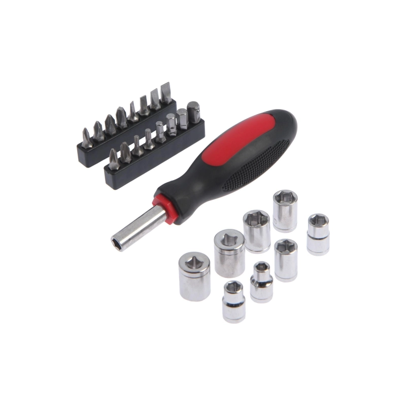 СЛ Отвертка с набором бит и торц. головок ТУНДРА, 25 пр. (5084189)