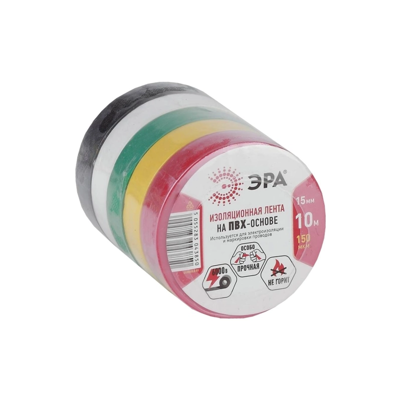 Изолента ПВХ ЭРА 15мм*10м 5 цветная