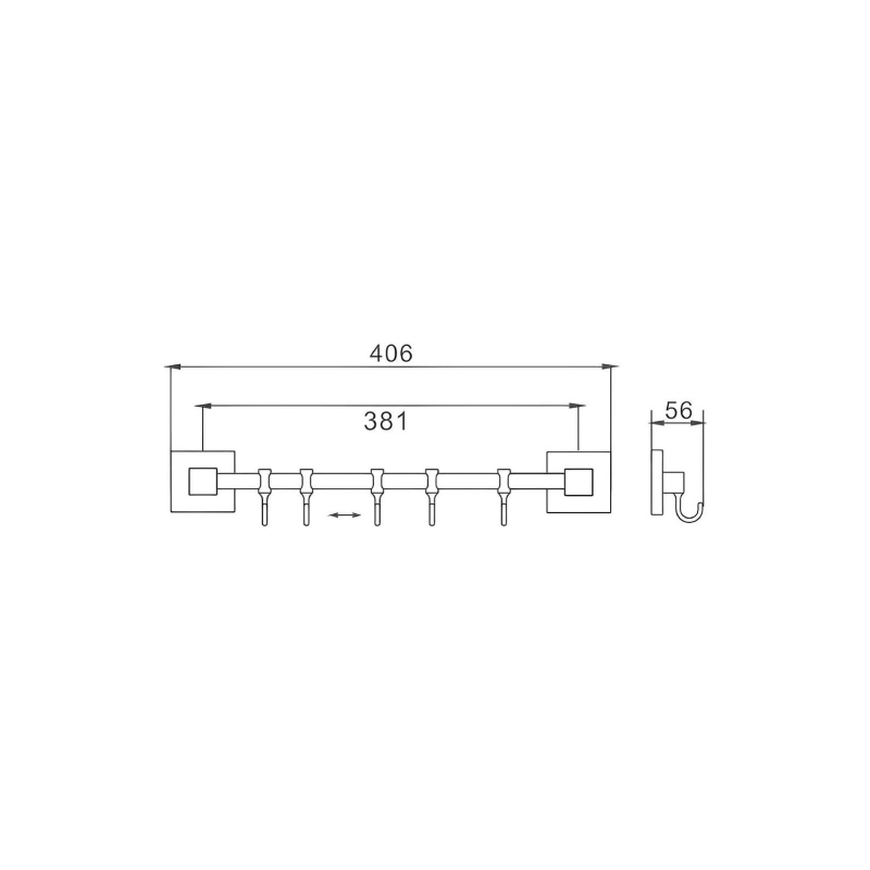 НВ8615-5 HAIBA 5 крючков, двигающ. хром