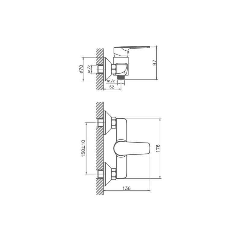 НВ20563 Смеситель для душа, хром