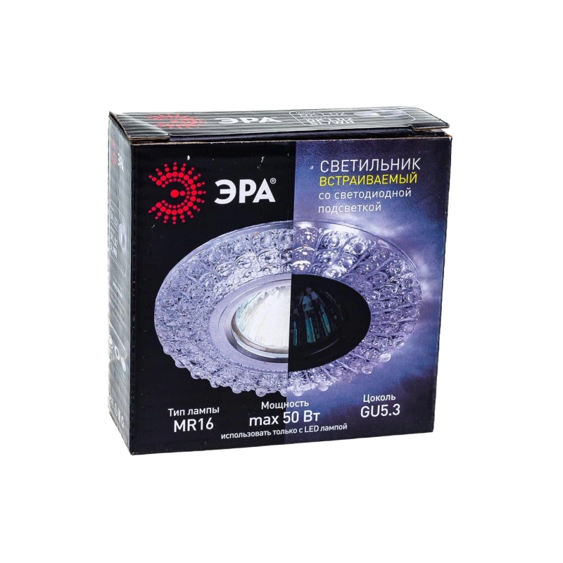 Св-к ЭРА DK LD2 SL/WH декор со светод.подсв белый,прозрачный