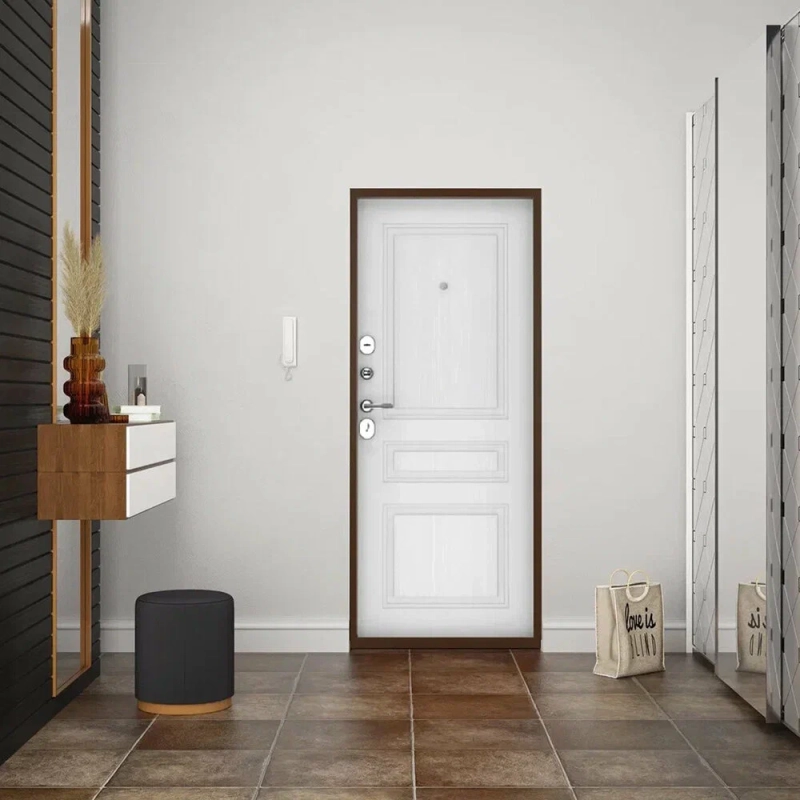 Дверь входная ТИТАН-2050/860R Ясень белоснежн.антик медь (аналог Практик)