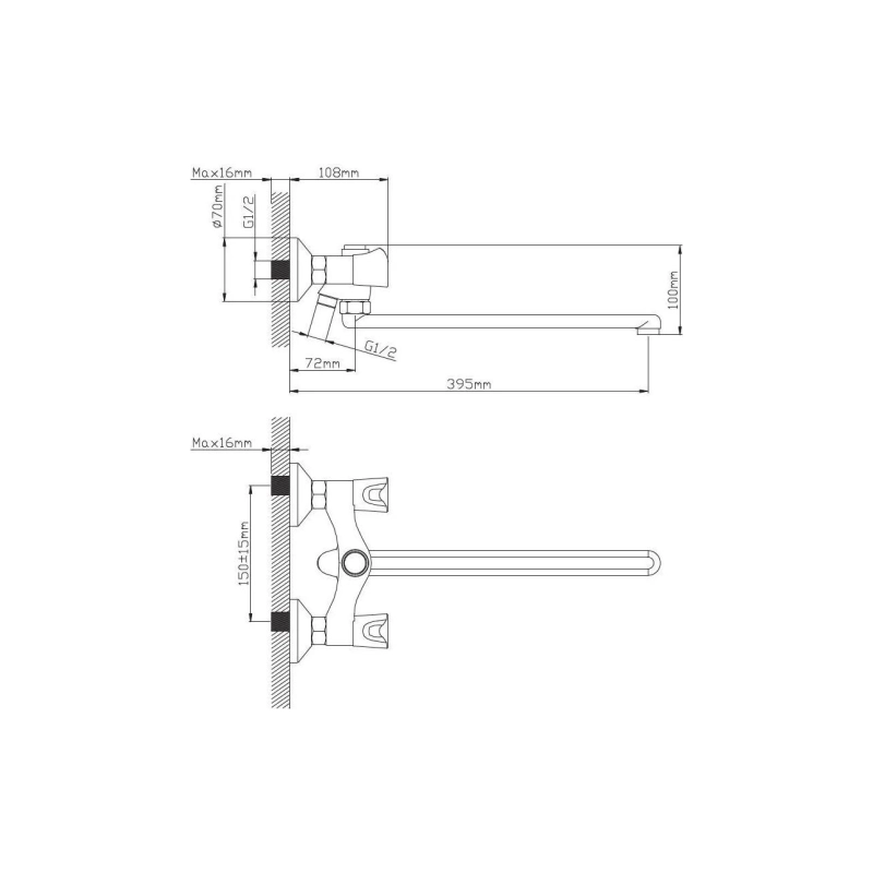Смеситель Diadonna универс. с прям. поворотным изливом D80-223358