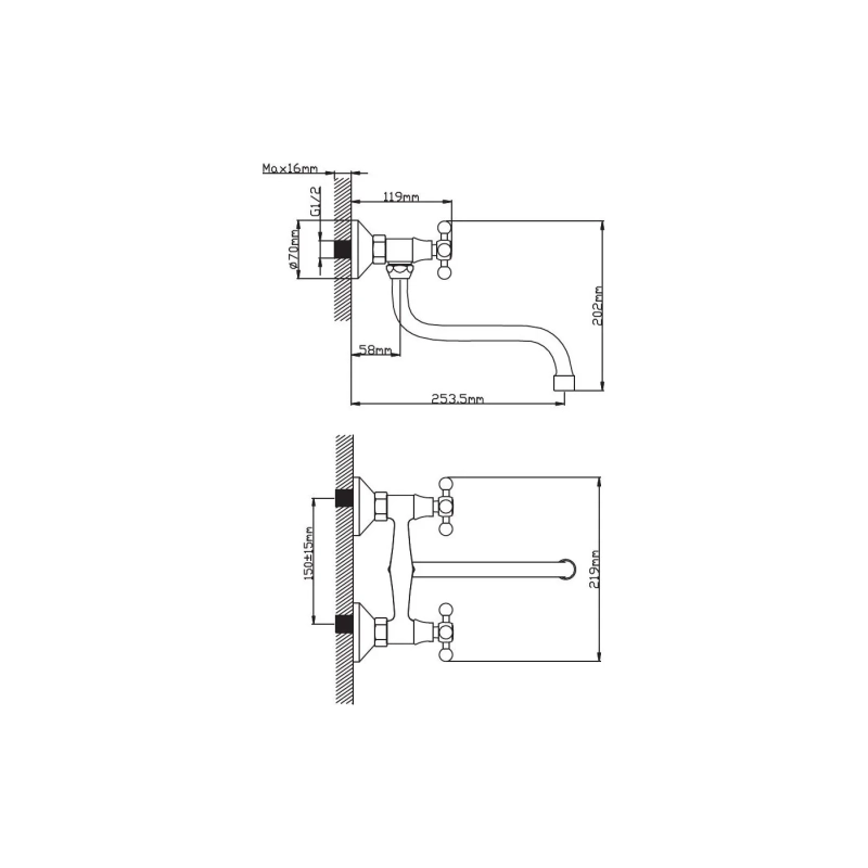 Смеситель Diadonna универс. с кругл. изливом D460-65