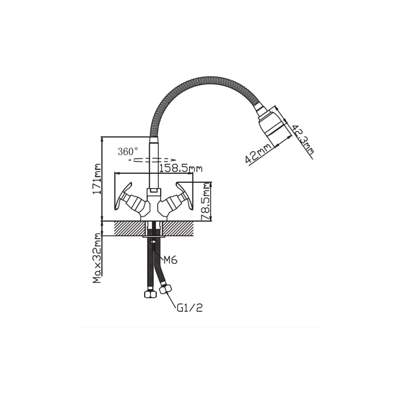 Смеситель Potato кухня с гибким изливом Р58304