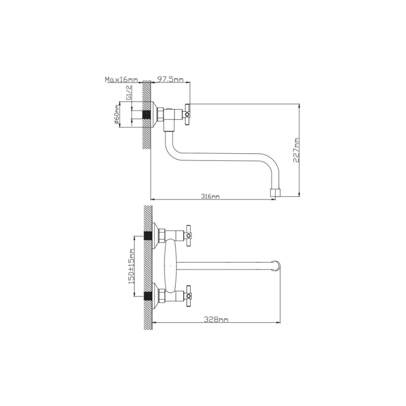 Р46357S Смеситель Potato ванна, настенный Р46357S