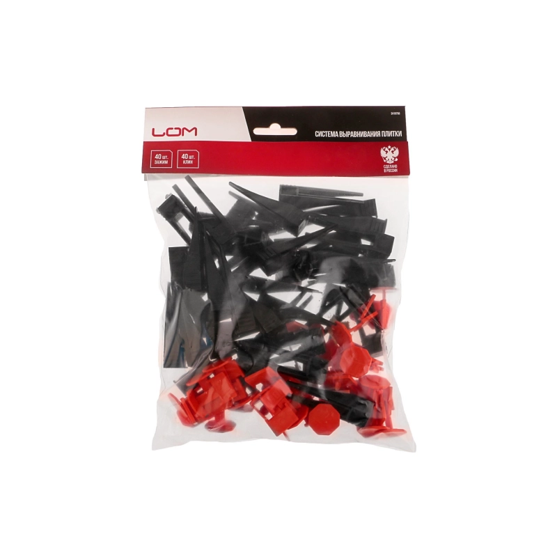 СЛ Комплект Зажим + Клин для вырав. плитки ЛОМ, в уп. 40/40 шт. (2419756)