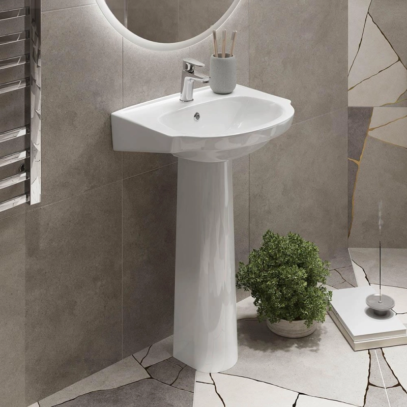 Умывальник с пьедесталом керам. Альбано 55 с/о белый (+крепл) с1