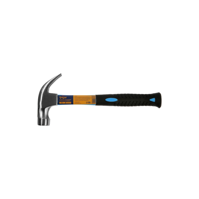 СЛ Молоток-гвоздодер ТУНДРА, боек с магнитом, фиберглассовая 2К рукоятка, 750 г (882012)