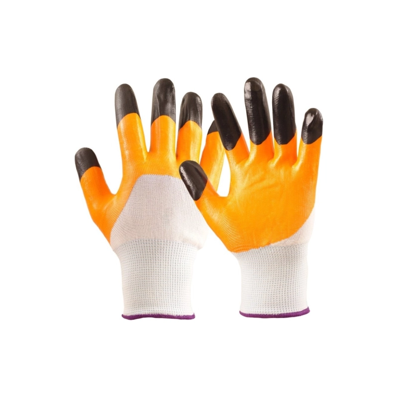 Перчатки защитные с гладким нитриловым обливом и усил. пальцами