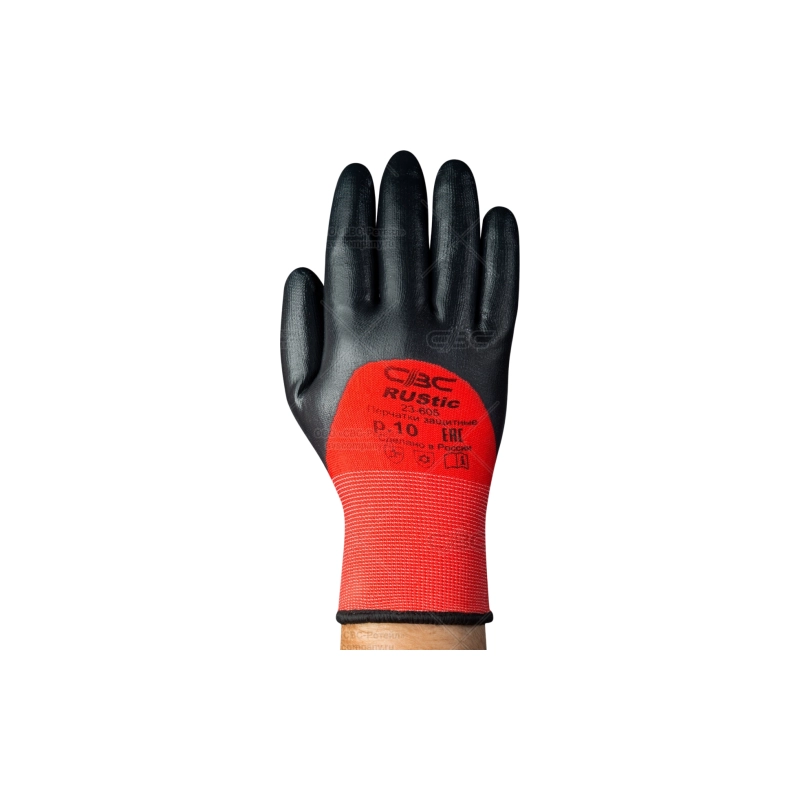 Перчатки защитные акриловые с нитрил.обливом