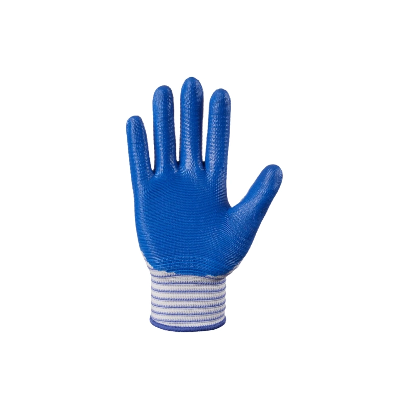 Перчатки нейлоновые с нитрил. покрытием, синие