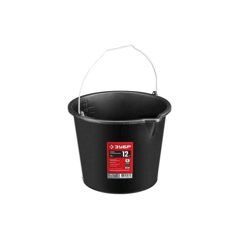 Ведро строительное 12л ЗУБР высокопрочное с носиком (06093-12)