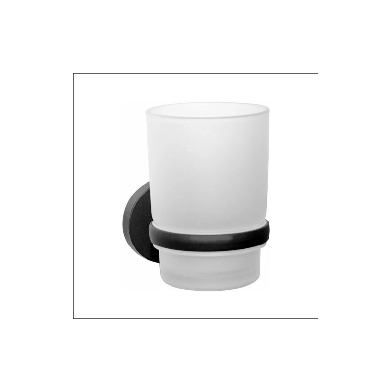 НВ8706 Стакан д/зубных щеток, матовое стекло, в блистер.уп. черн.