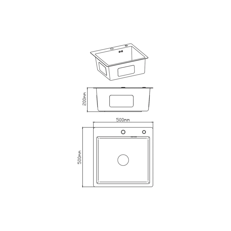 Мойка кухонная 50*50*20 (DS5050)