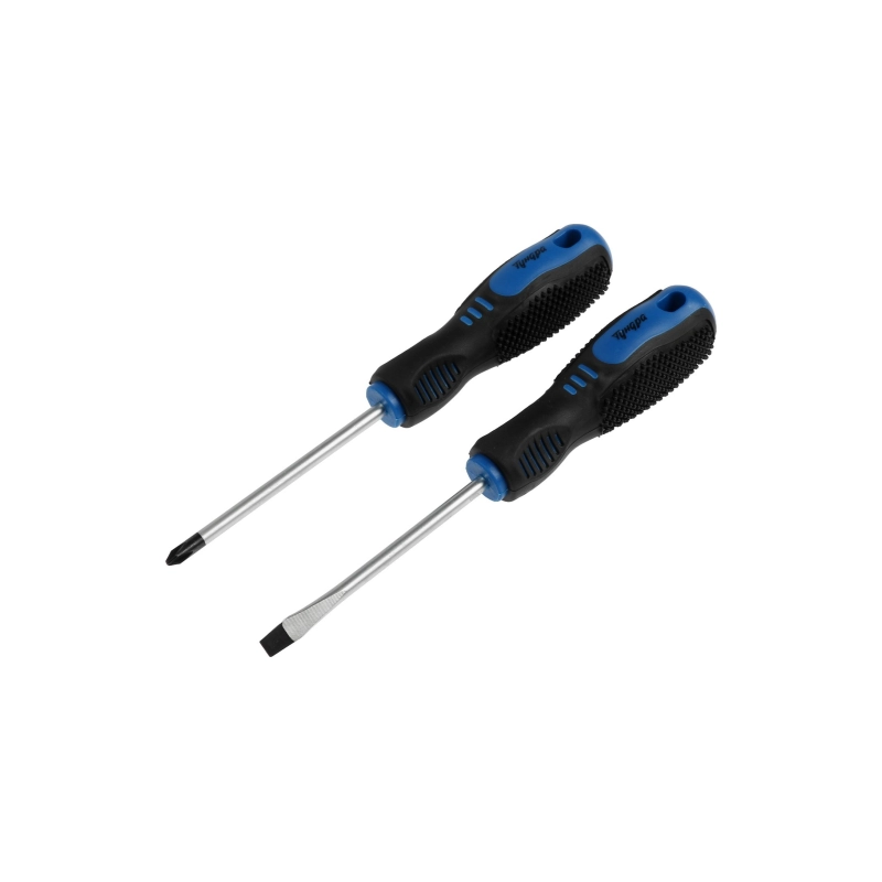 СЛ Набор отверток ТУНДРА, CrV, хром, магнит, 2К рукоятки, PH2/SL6 х 100 мм, 2 шт. (5295985)