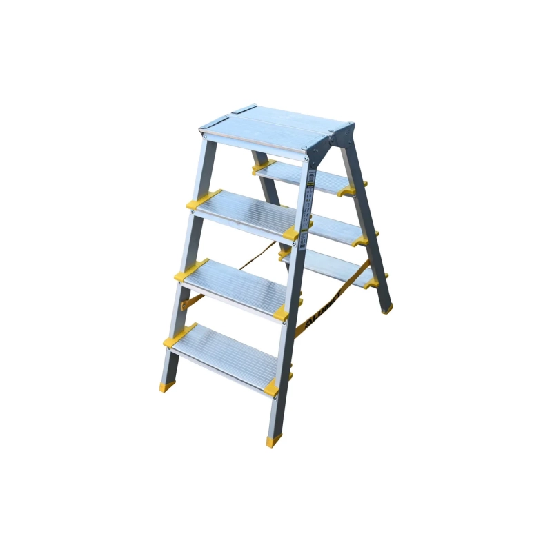 Двухсторонняя стремянка алюминиевая анодированная, ширина ступени 130 мм. 4 ст. ASD 5204