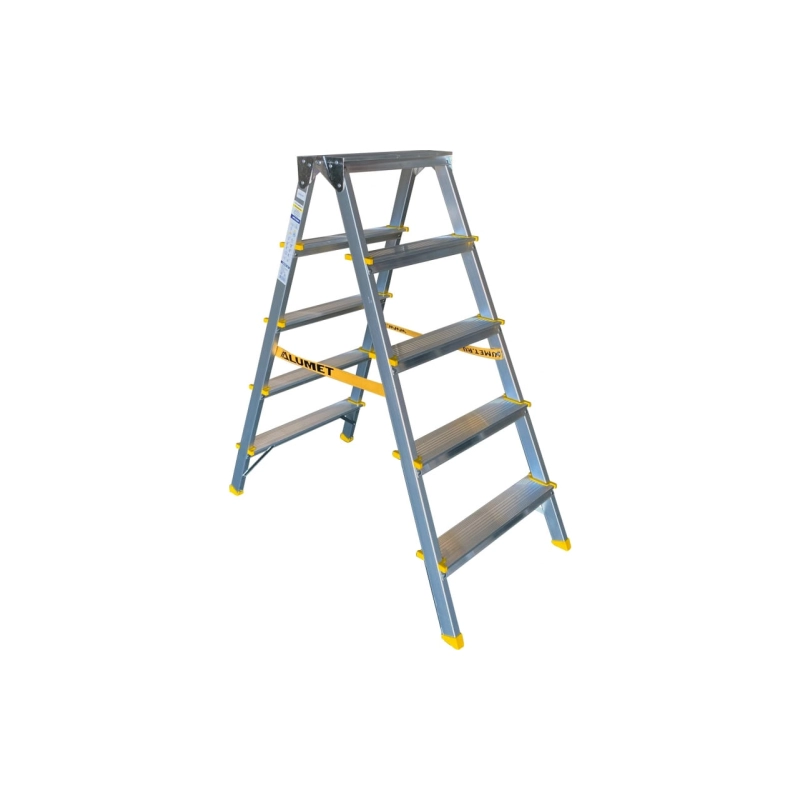 Двухсторонняя стремянка алюминиевая анодированная, ширина ступени 130 мм. 5 ст. ASD 5205