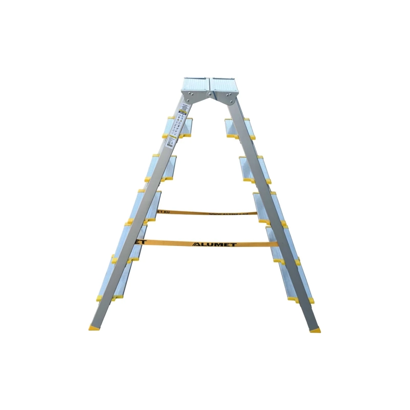 Двухсторонняя стремянка алюминиевая анодированная, ширина ступени 130 мм. 6 ст. ASD 5206