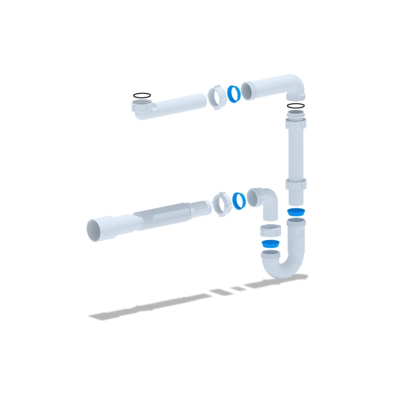 АНИ ПЛАСТ D1035S Сифон прям. с отв. для с/м безвыпуска с г/трубой 40*40/50