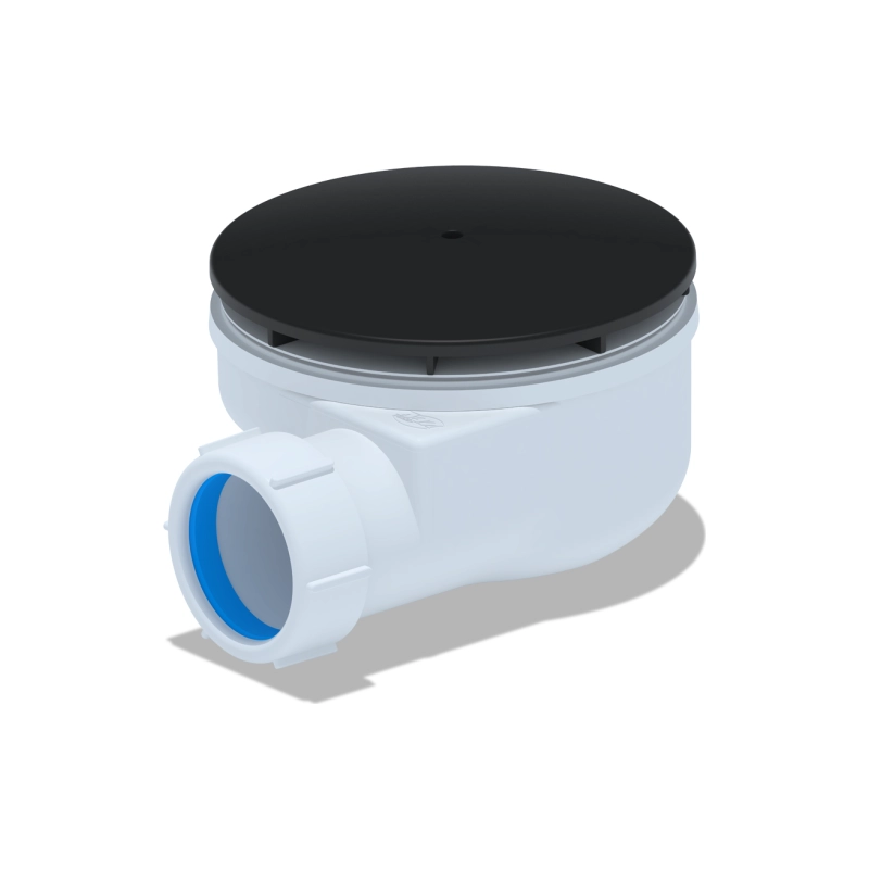 АНИ ПЛАСТ E350BL Сифон для душ.поддона d90мм*40h59 мм, крышка черная