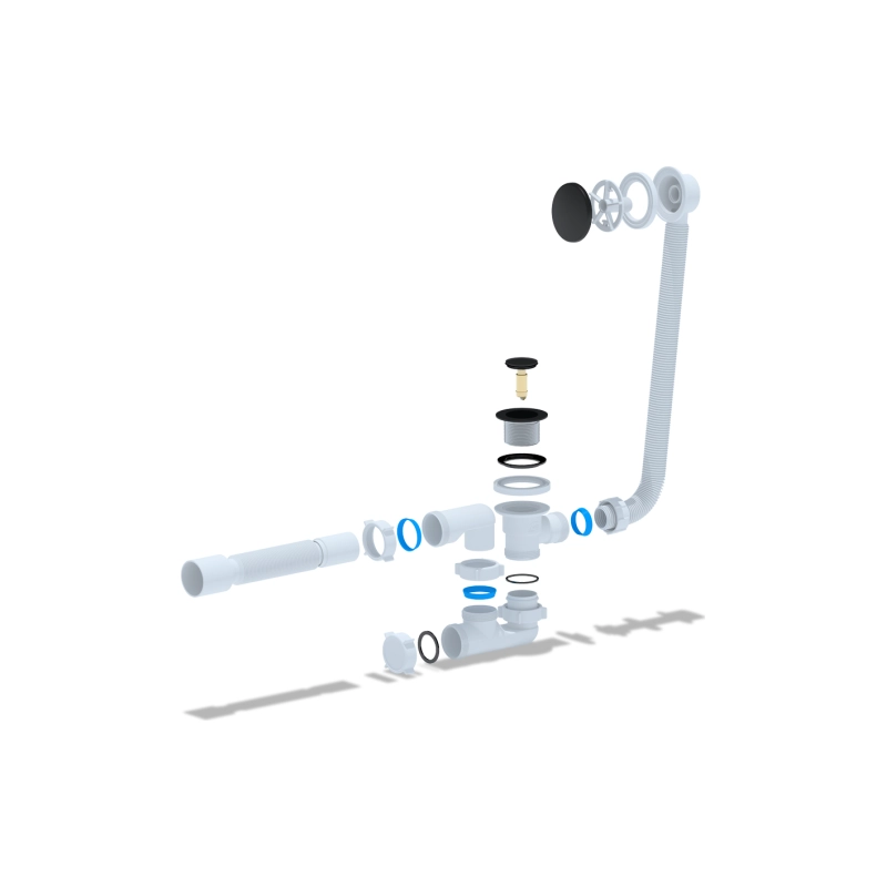 АНИ ПЛАСТ EC255BL Сифон рег.д/в с вып.клик-клакперелив., г/тр 40*50
