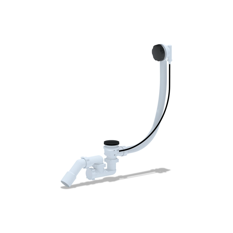 АНИ ПЛАСТ EM321BL Перелив полуавт.с сиф.регулир.трос 580мм, ручка черная